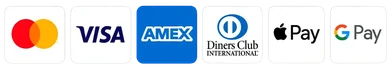 Payment logos: Visa, Mastercard, Discover and American Express